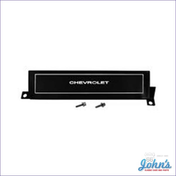Dash Vent Block Off Plate with "Chevrolet" logo. GM Licensed Reproduct