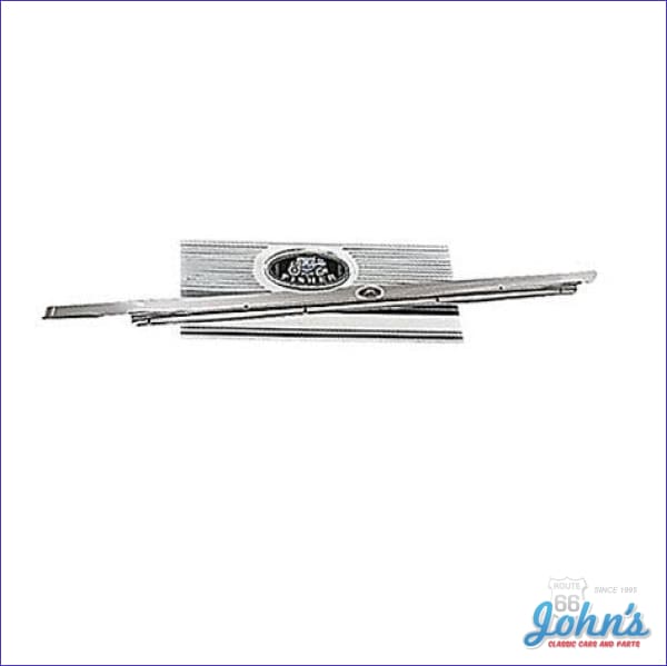 Sill Plate with Decal 2dr except convertible. RH. Reproduction. for