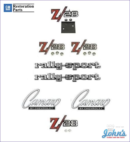 "Z/28" Rally Sport Emblem Kit w/o Cowl Hood 302 Emblems. GM Licensed R