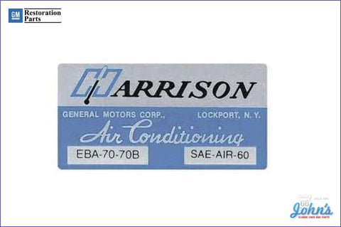 Ac Evaporator Box Decal- Harrison A F2 X