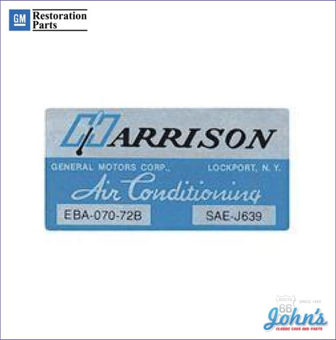 Harrison Radiator Sticker AC Evaporator Box Decal-