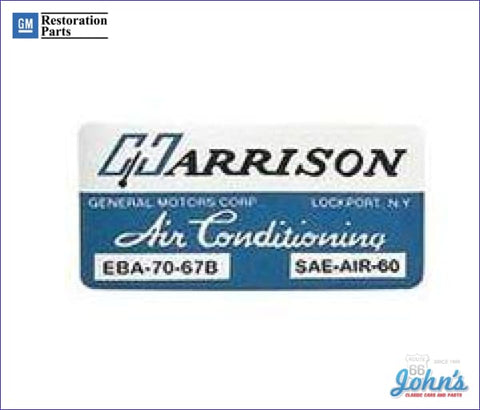 Ac Evaporator Box Decal- Harrison A X F1