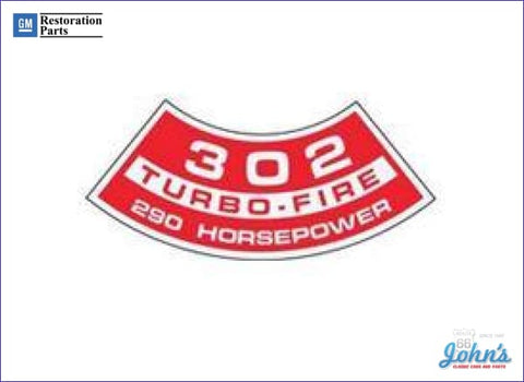 Air Cleaner Decal 302 Turbo-Fire 290Hp F1