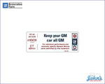 Air Cleaner Service Instructions Decal 305. Keep Your Gm Car All F2 X