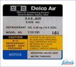 Delco Ac Compressor Decal With Z28 F2