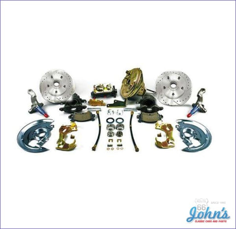 Front Disc Brake Conversion Kit With 11 Power Booster Drilled & Slotted Rotors (Os4) A X F1