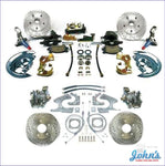 Front & Rear Disc Brake Conversion Kit Non-Power With Staggered Shocks Drilled Slotted Rotors (Os8)