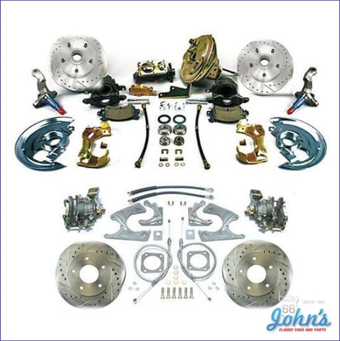 Front & Rear Disc Brake Conversion Kit With 11 Power Booster Drilled Slotted Rotors (Os8) A