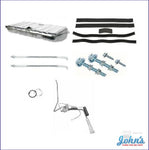 Gas Tank Kit With 5/16 Line Sending Unit Stainless Steel Tank And Straps. (Os3) F1