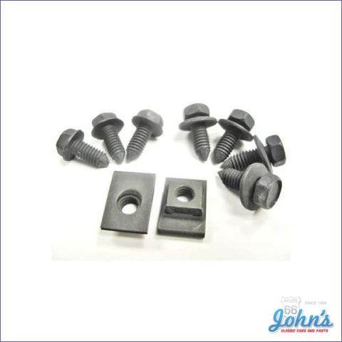 Hood Latch Release Assembly (Behind Grille) & Center Grille Support Mounting Hardware Kit- 9Pc F1