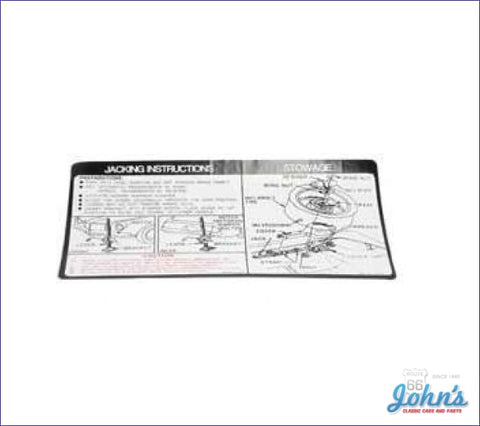 Jack Instruction Trunk Decal With Space Saver Spare Tire F2