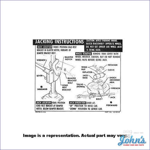 Jack Instructions Decal- Coupe Regular Tire F1