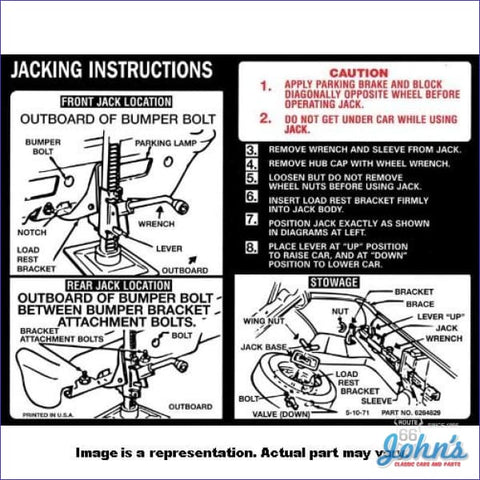 Jack Instructions Decal- Hatchback Regular & Space Saver X