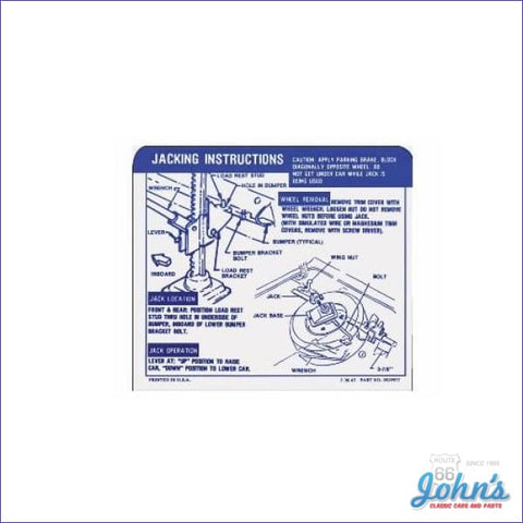 Jack Instructions Decal- Ss Convertible F1