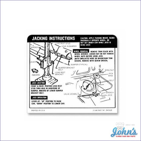 Jack Instructions Decal- Ss Coupe F1