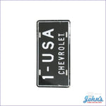License Plate - 1-Usa Chevrolet Black With Old Time Look A F2 X F1
