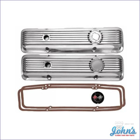 Polished Aluminum Valve Covers With Gaskets And Emblem. 302 Z28 Style. F1