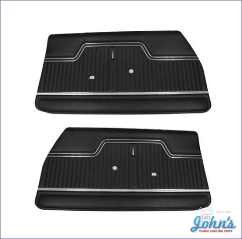 Pre-Assembled Front Door Panels For 2Dr Coupe And Convertible- Black- Pair (Os1) A