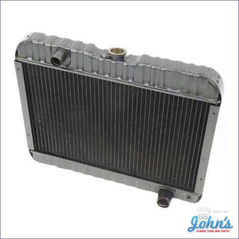 Radiator Small Block Manual Transmission With Driver Side Inlet Recessed Mounting Brackets. 3 Row
