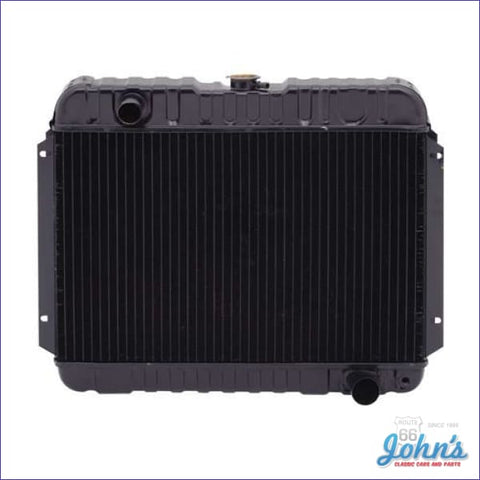 Radiator Small Block Manual Transmission With Driver Side Inlet Without Recessed Mounting Brackets.