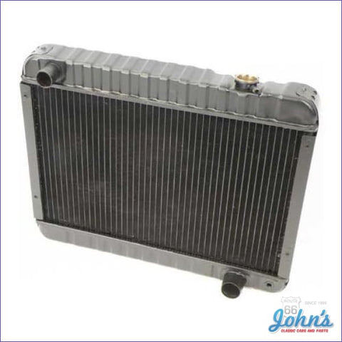 Radiator With L79 Small Block Manual Transmission With Driver Side Inlet Recessed Mounting Brackets.