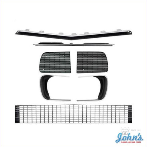 Rally Sport Grille Kit With And Headlight Door Covers Chrome Accents. Gm Licensed Reproduction.