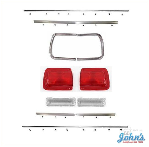 Rear Panel Molding And Bezel Kit With Tail Light Lenses Without Chrome. Includes Backup Lenses.