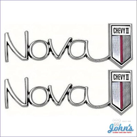 Rear Quarter Panel Emblems Nova Chevy Il Pair Gm Licensed Reproduction X