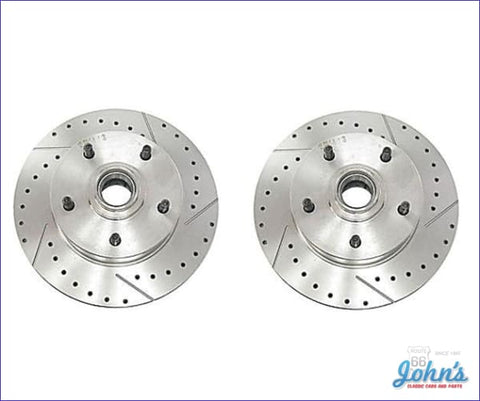 Rotors Front With Single Piston Calipers Drilled And Slotted Replacement For Oe Disc Brakes- Pair