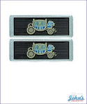Seat Belt Emblems - Fisher Coach Logo On A Black Background Pair Gm Licensed Reproduction X