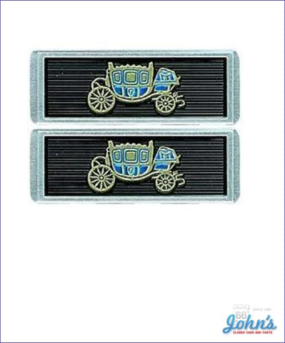 Seat Belt Emblems - Fisher Coach Logo On A Black Background Pair Gm Licensed Reproduction X