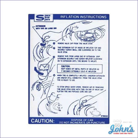 Space Saver Tire Inflation Instructions Decal F1
