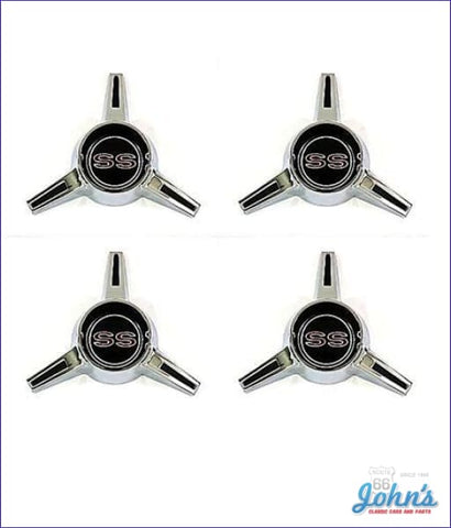 Ss Wheel Cover Spinner Assemblies With Retainers - Set Of 4. Gm Licensed Reproduction. X