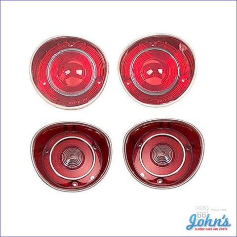 Tail Light And Backup Lens Kit With Chrome Trim Ring. 4 Pc. Reproduction. A