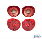 Tail Light And Backup Lens Kit Without Chrome Trim Ring. 4 Pc. Gm Licensed Reproduction. A