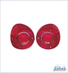 Tail Light Lenses With Chrome Trim Pair. Reproduction. A
