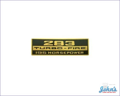 Valve Cover Decal 283 Turbo-Fire 195Hp. Each A X