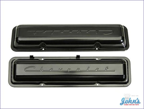 Valve Covers 283 With Chevrolet Script Black Paint To Match Pair Gm Licensed Reproduction A X F1