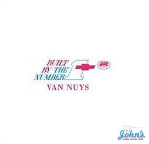 Van Nuys #1 Team Window Card F1