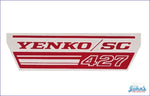 Yenko 427 Valve Cover Decal. Each A F2 F1 X